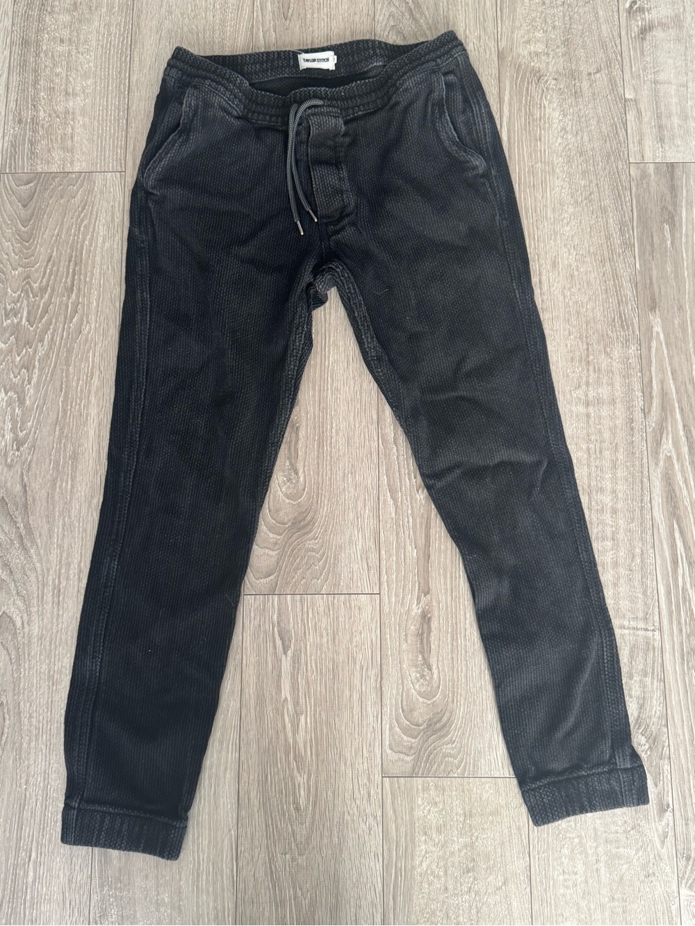 Taylor Stitch Black Waffle Knit Joggers